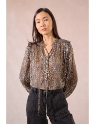 Blusa  de manga larga con lazada y estampado