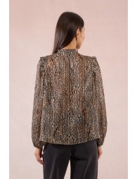 Blusa  de manga larga con lazada y estampado