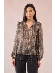 Blusa  de manga larga con lazada y estampado