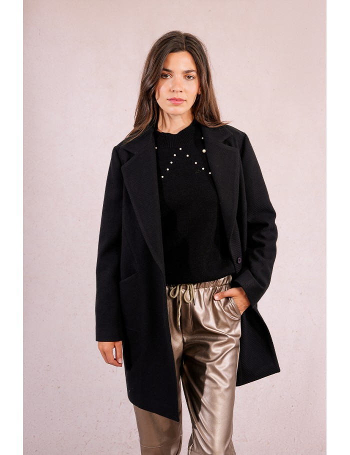 Abrigo  midi con cuello y solapa