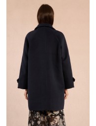 Straight felt coat with large buttons