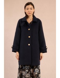 Straight felt coat with large buttons