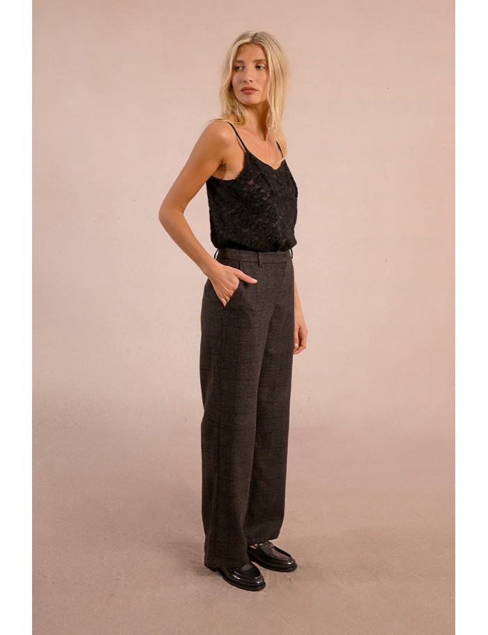 Straight pants with checks