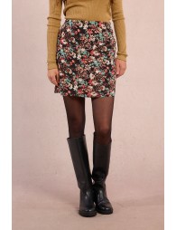 Straight floral print mini skirt