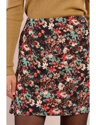 Straight floral print mini skirt