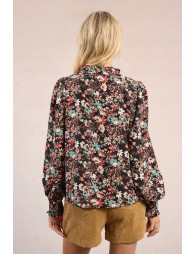 Camisa  de manga larga con lazada y estampado