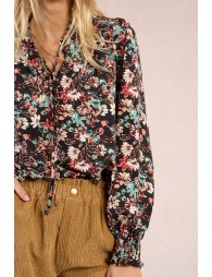 Camisa  de manga larga con lazada y estampado