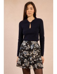 Printed mini skirt, in voile