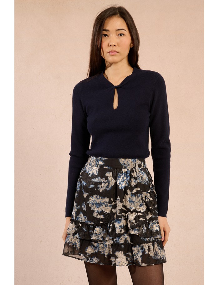 Printed mini skirt, in voile