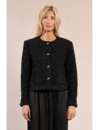 Veste courte texturée, fils métallisés