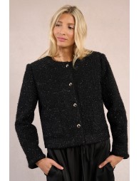 Veste courte texturée, fils métallisés
