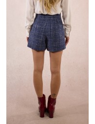 Short taille haute en tweed