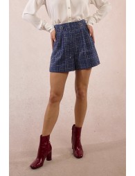 Short taille haute en tweed