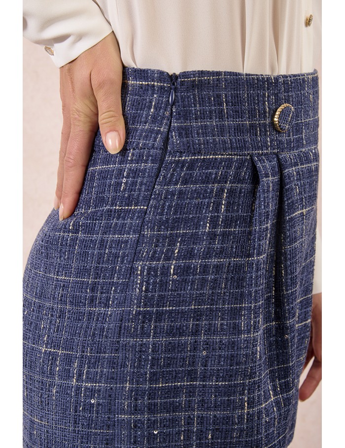 Short taille haute en tweed