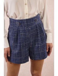 Short taille haute en tweed