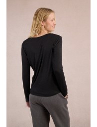 T-shirt à col V, orné de strass