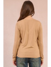 T-shirt à col V, orné de strass