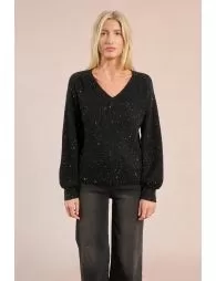 Pull col V à sequins