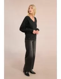 Pull col V à sequins