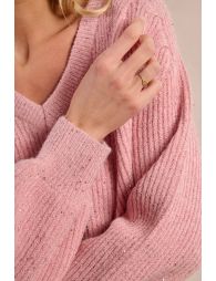 V-neck sweater with sequins