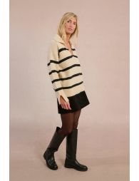 Striped polo sweater