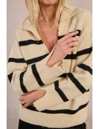Striped polo sweater