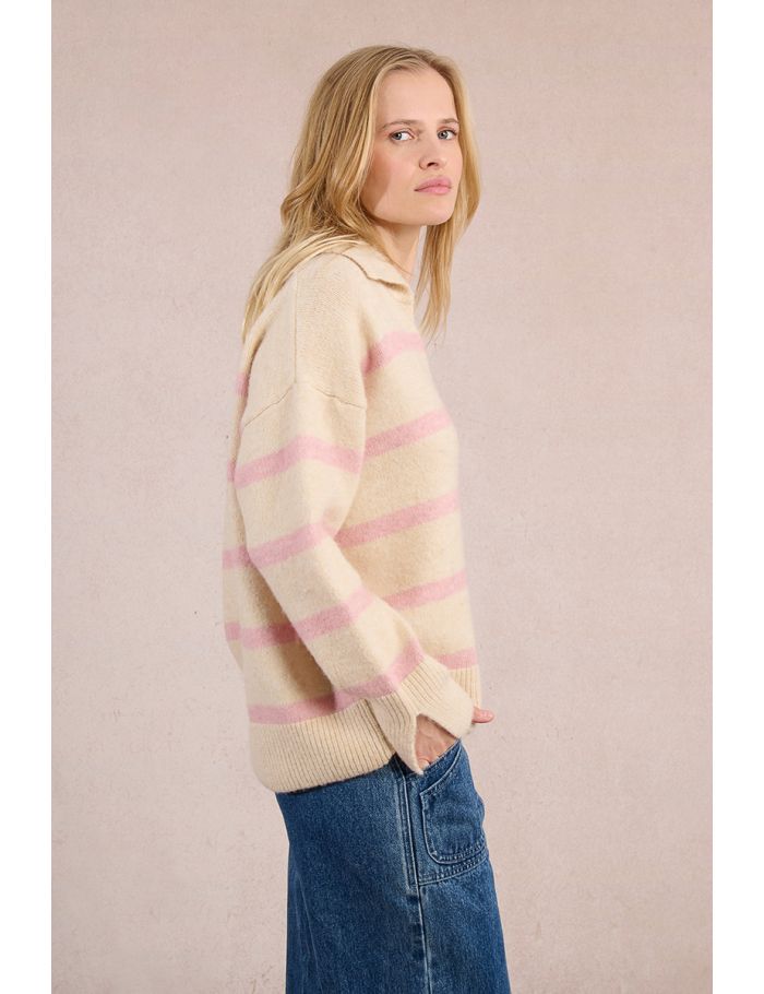 Striped polo sweater