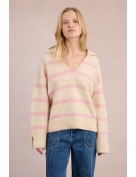 Striped polo sweater