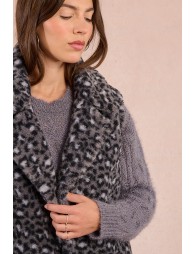 Gilet sans manches, effet fourrure léopard