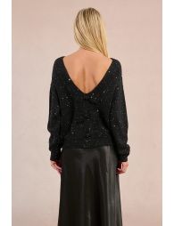 Halter sweater with sequins