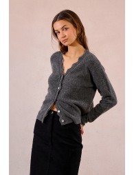 Scalloped cardigan with lace