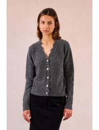 Scalloped cardigan with lace