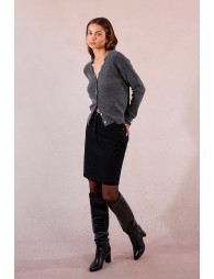 Scalloped cardigan with lace