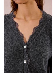 Scalloped cardigan with lace