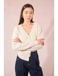 Scalloped cardigan with lace