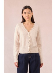 Scalloped cardigan with lace