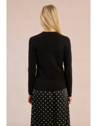 Knitted sweater, fancy neckline
