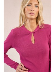 Knitted sweater, fancy neckline