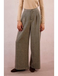 Pantalon large à plis et chevrons