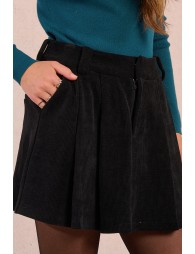 Jupe-short plissée en velours