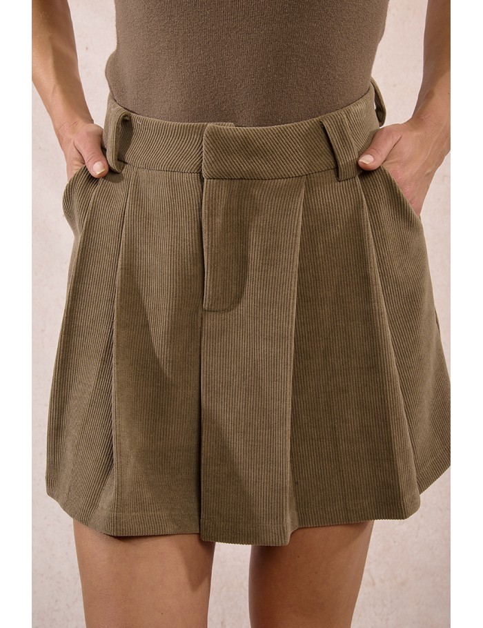 Pleated velvet skort