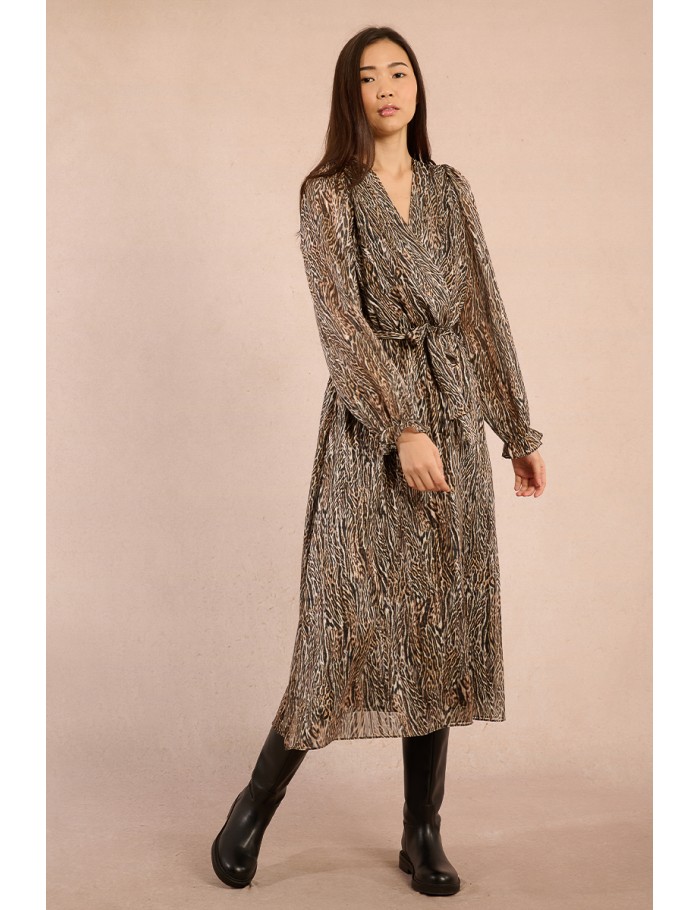 Robe portefeuille, imprimé animalier