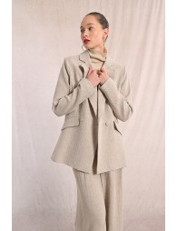 Straight blazer jacket with herringbone