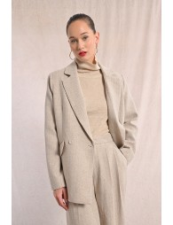 Straight blazer jacket with herringbone