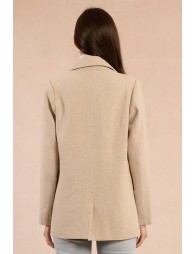 Straight blazer jacket with herringbone