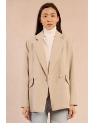 Straight blazer jacket with herringbone