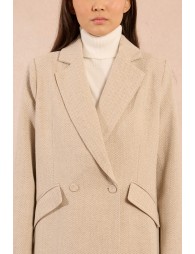 Straight blazer jacket with herringbone
