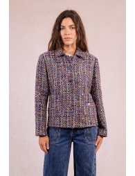 Veste courte en tweed, parsemée de strass