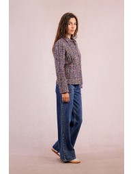 Veste courte en tweed, parsemée de strass