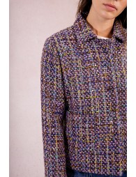 Veste courte en tweed, parsemée de strass